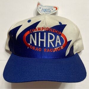 VTG 1990s NHRA Sharktooth SnapBack Championship Drag Racing Blue White Hat NWT